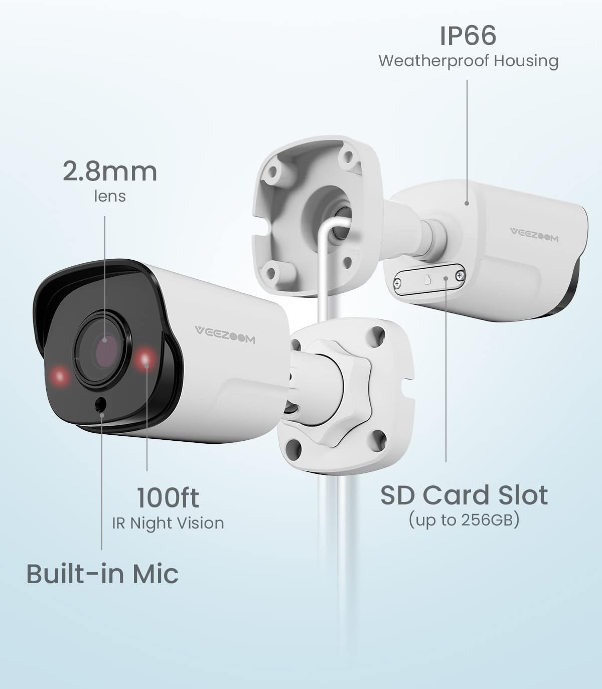 5MP PoE Security Camera (Pack of 2) with 59ft Ethernet Cables C24415