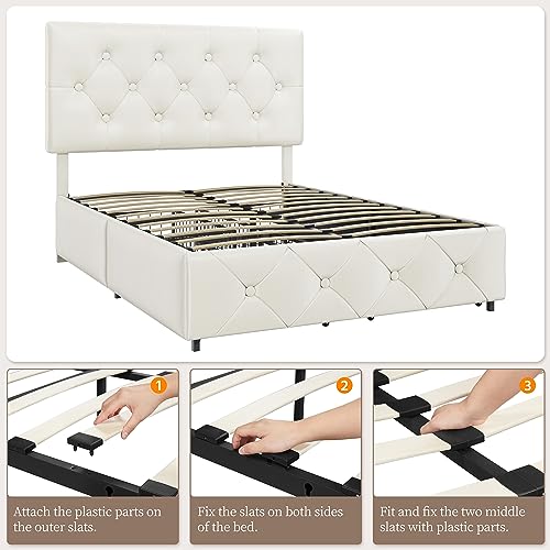 Black Queen Upholstered Bed Frame with 3 Drawers Storage X3410