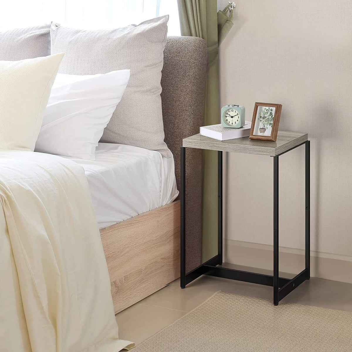 2PCS Nightstand with Wooden Shelf H63576