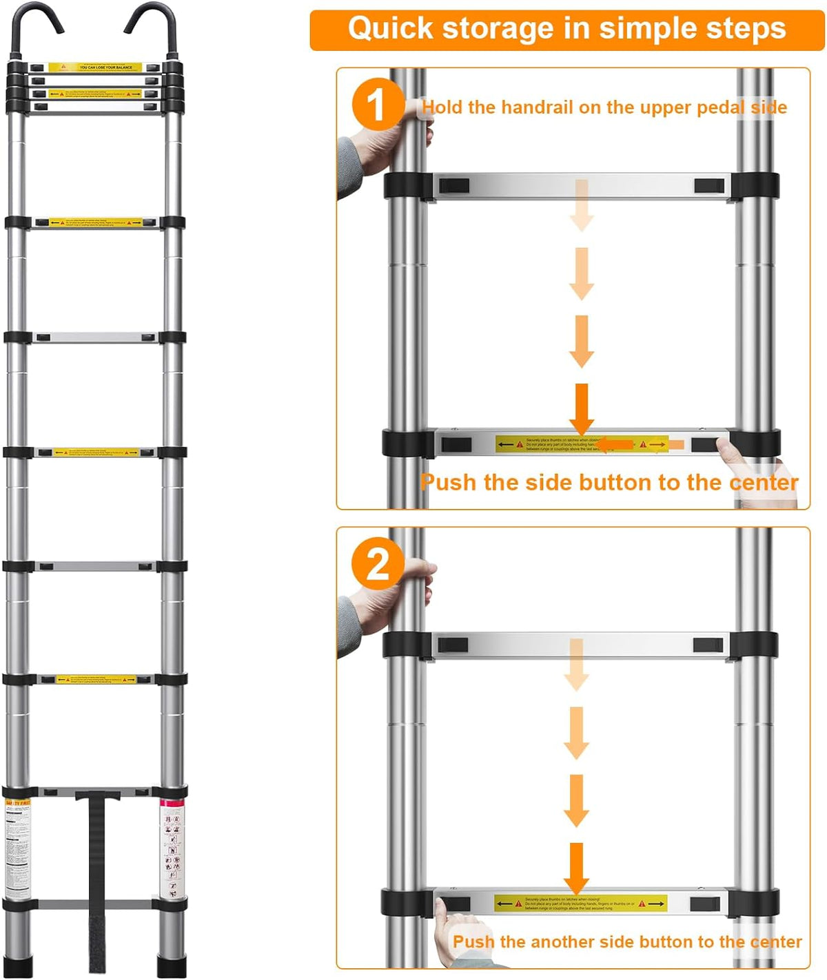 10.5ft Aluminum Telescoping Ladder with Hook B2995