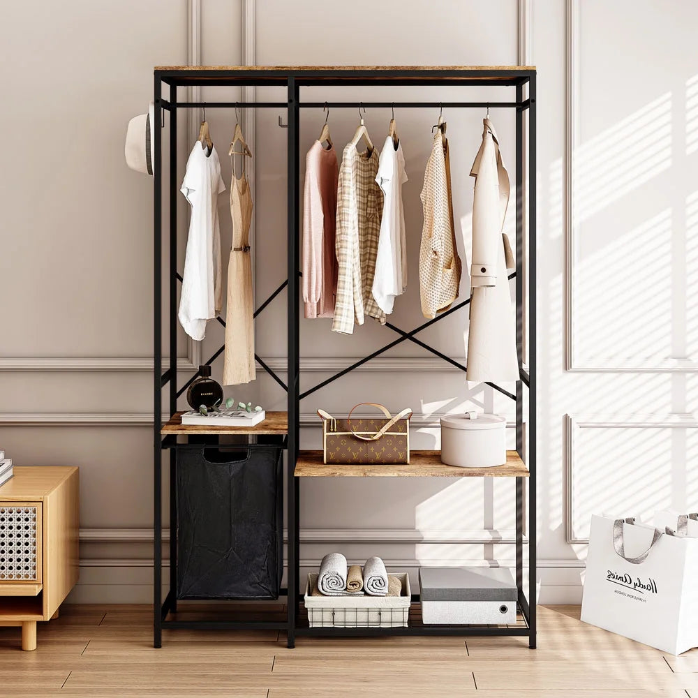 Portable Wardrobe Clothes Rack with Storage Bag Q384248