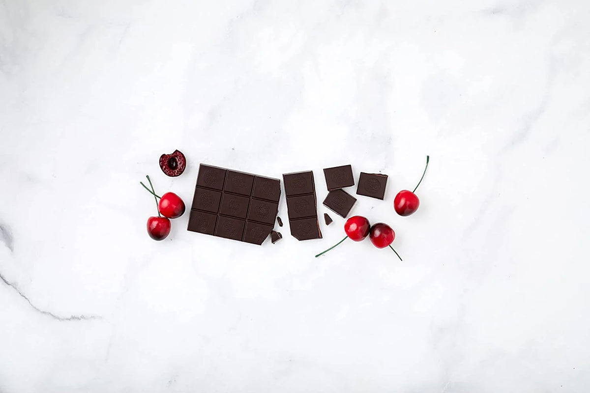 Dark Chocolate Bar with Cinnamon Cayenne and Cherries, 3 Ounce Pack of 12 Q8777