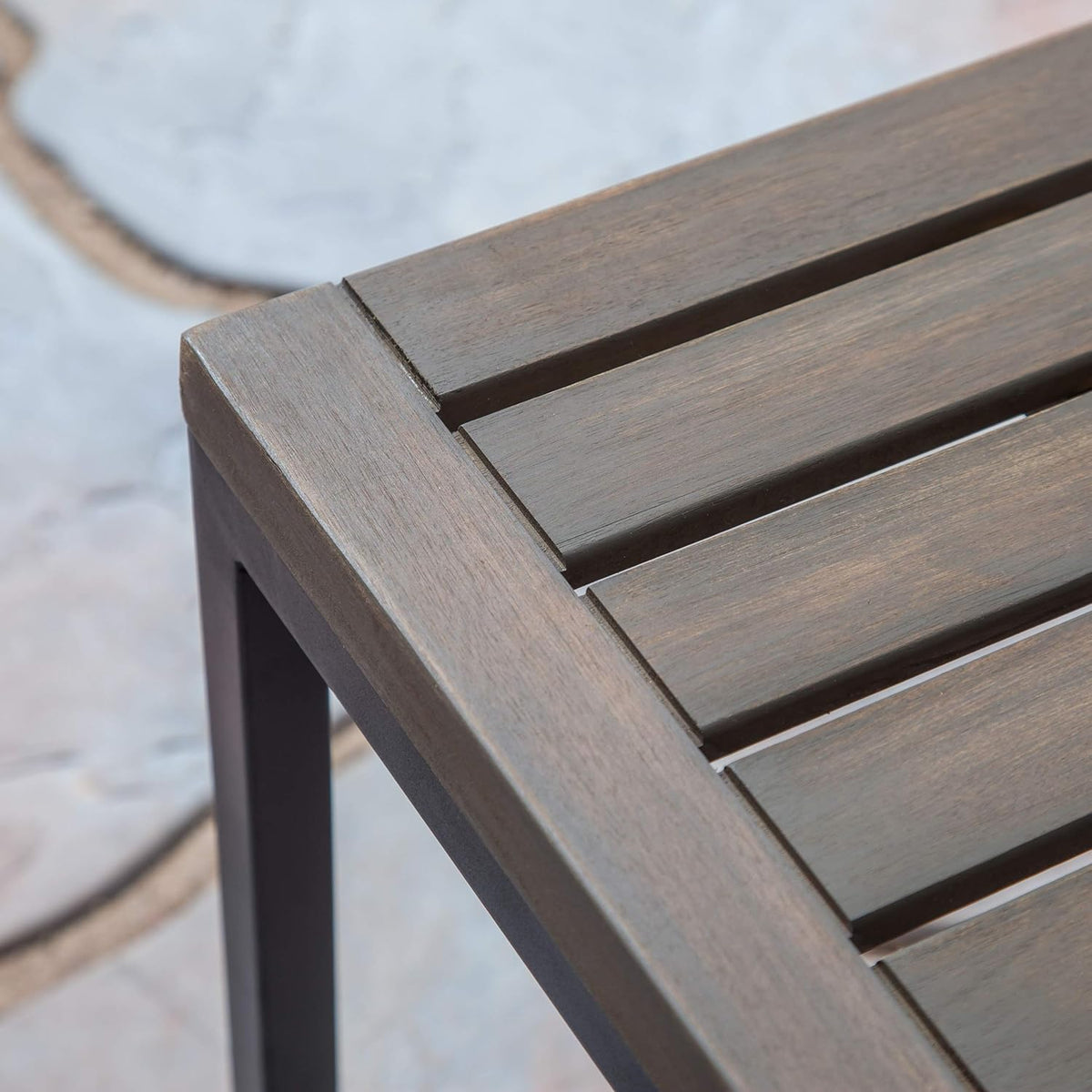 Gray Acacia Wood and Iron Bench J4080