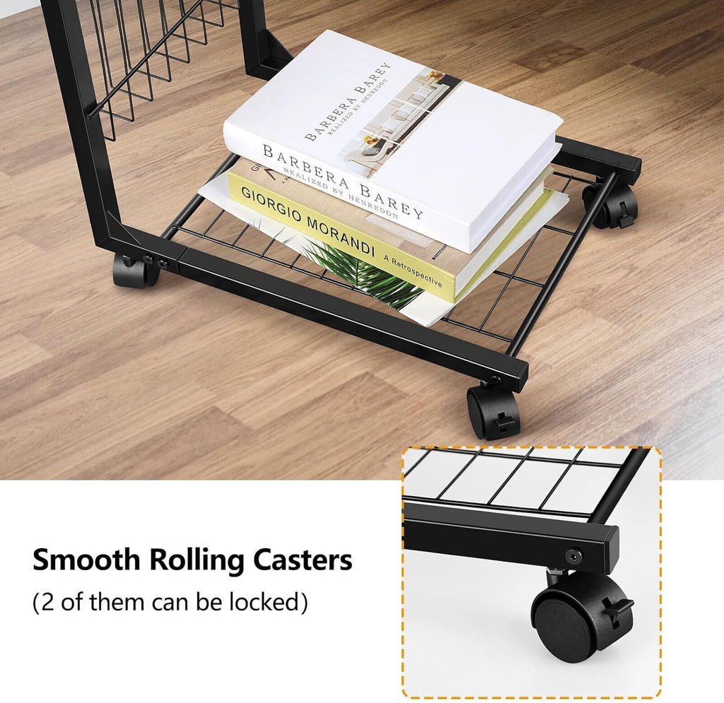 Height Adjustable C Shaped End Table with Wheels T9171