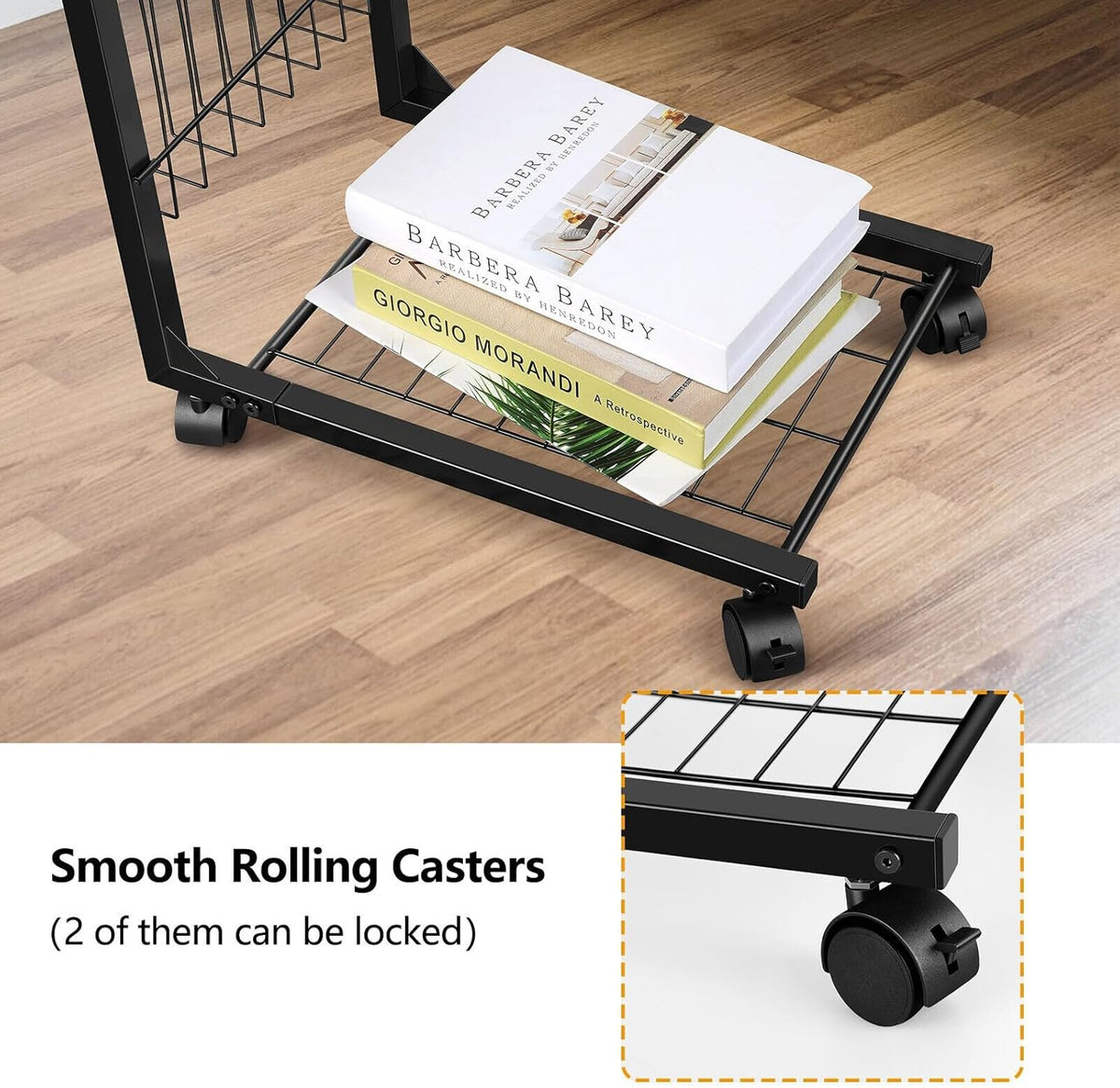 Height Adjustable C Shaped End Table with Wheels T9171