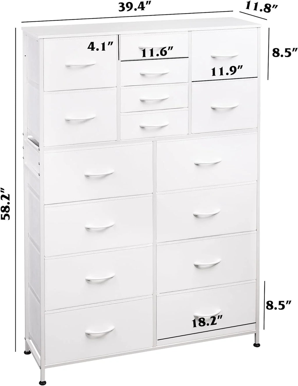 White 16 Drawer Fabric Storage Dresser B82814