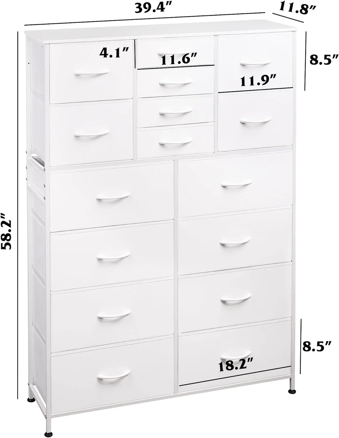 White 16 Drawer Fabric Storage Dresser B82814