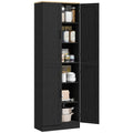 67" Distressed Black 4-Door Kitchen Pantry Cabinet Q23423