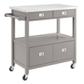 Gray Stainless Steel Top Kitchen Cart J947
