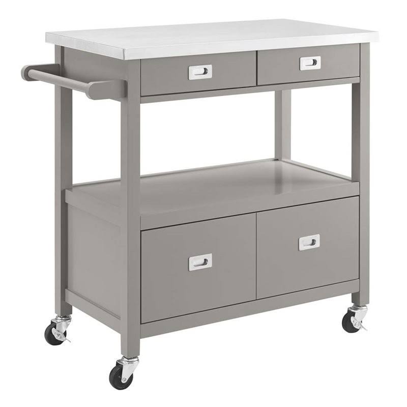 Gray Stainless Steel Top Kitchen Cart J947