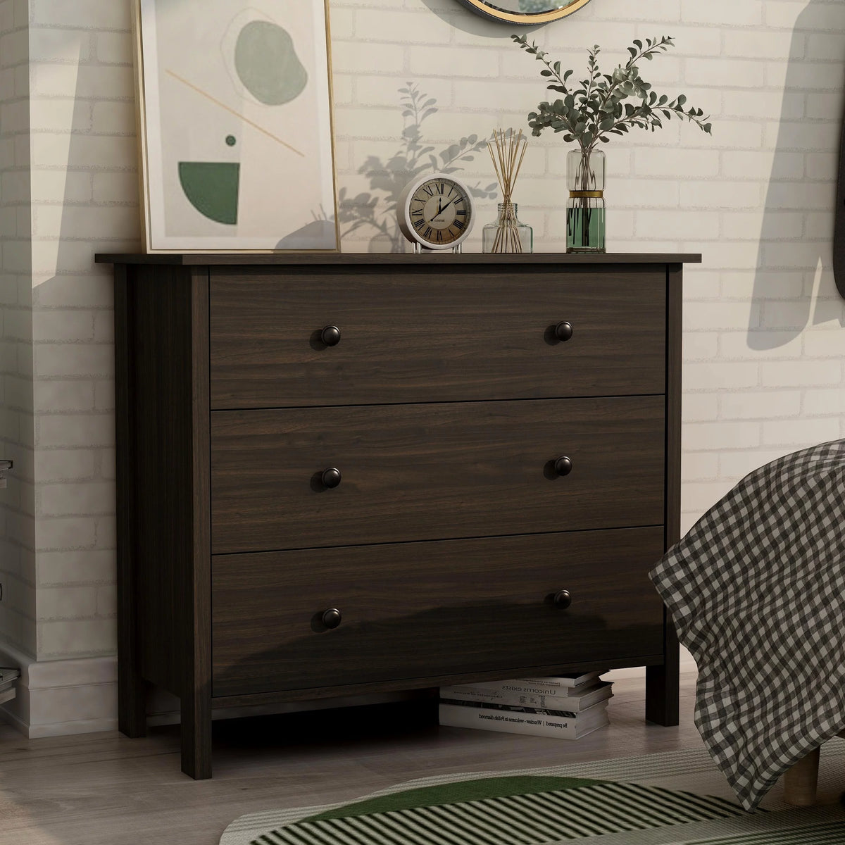 Contemporary 56-inch Wide 3-Drawer Dresser K9315