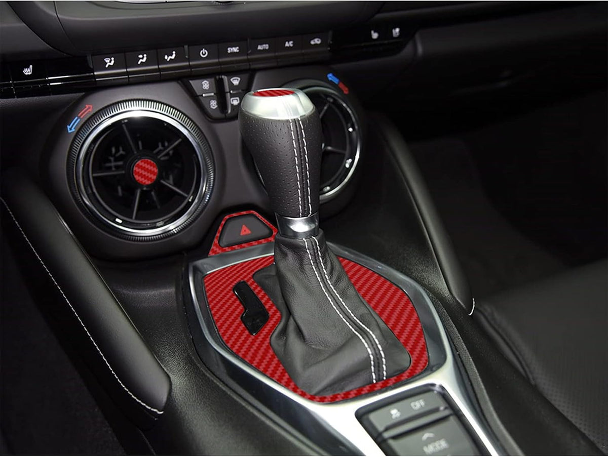 Red 28PCS Carbon Fiber Texture Vinyl Wrap Center Console Dashboard Cover Sticker Q931