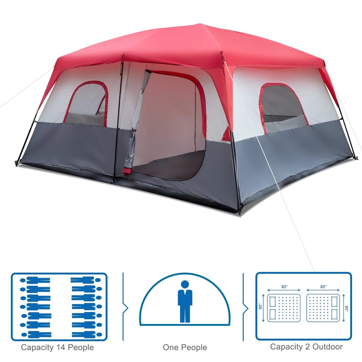 14 Person Cabin Tent with Dividers Curtain O437199