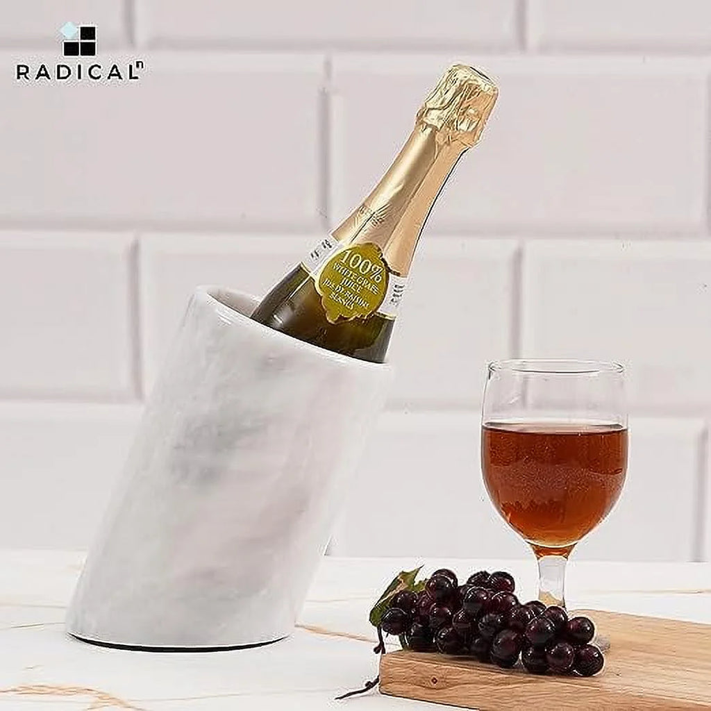 White Handmade Marble Wine Cooler L463