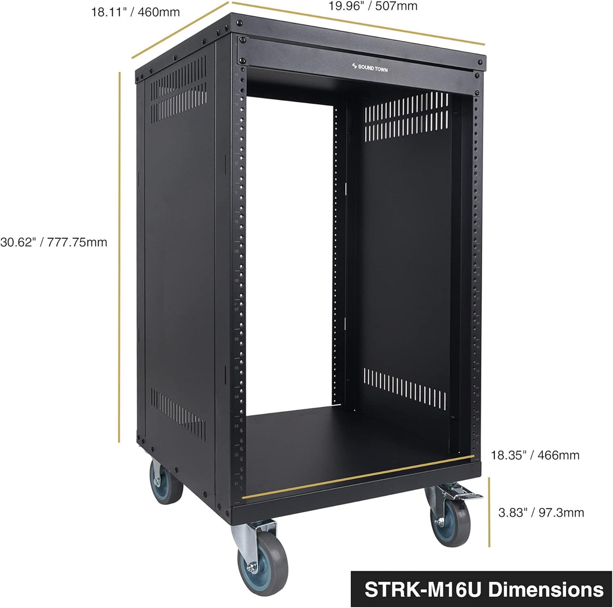 16U Steel Rack with Locking Casters O5479