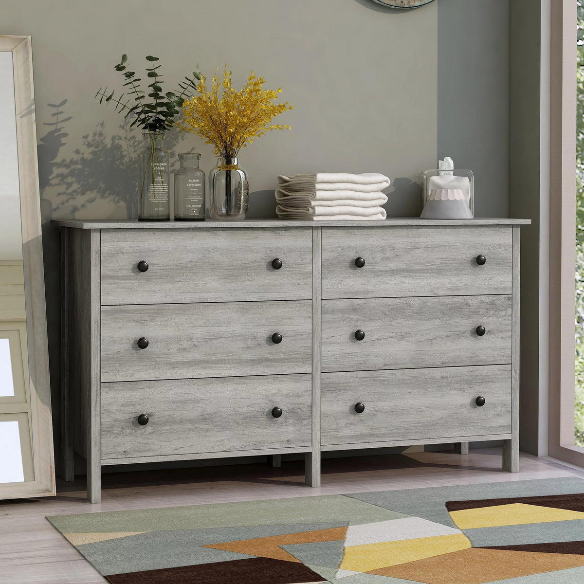 Contemporary 56-inch Wide 3-Drawer Dresser K9315