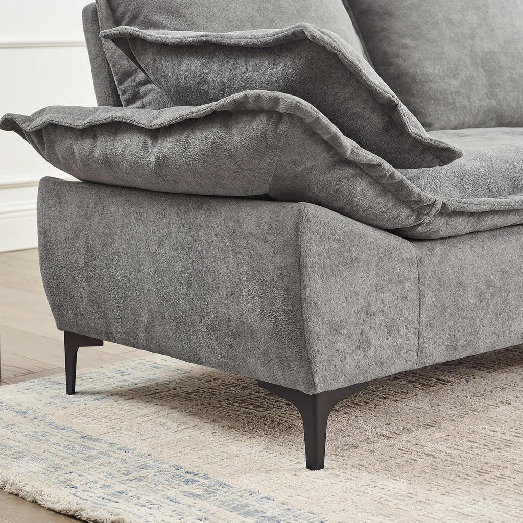 Grey Dutch Velvet 3-Seater Sofa with 2 Pillows E87105