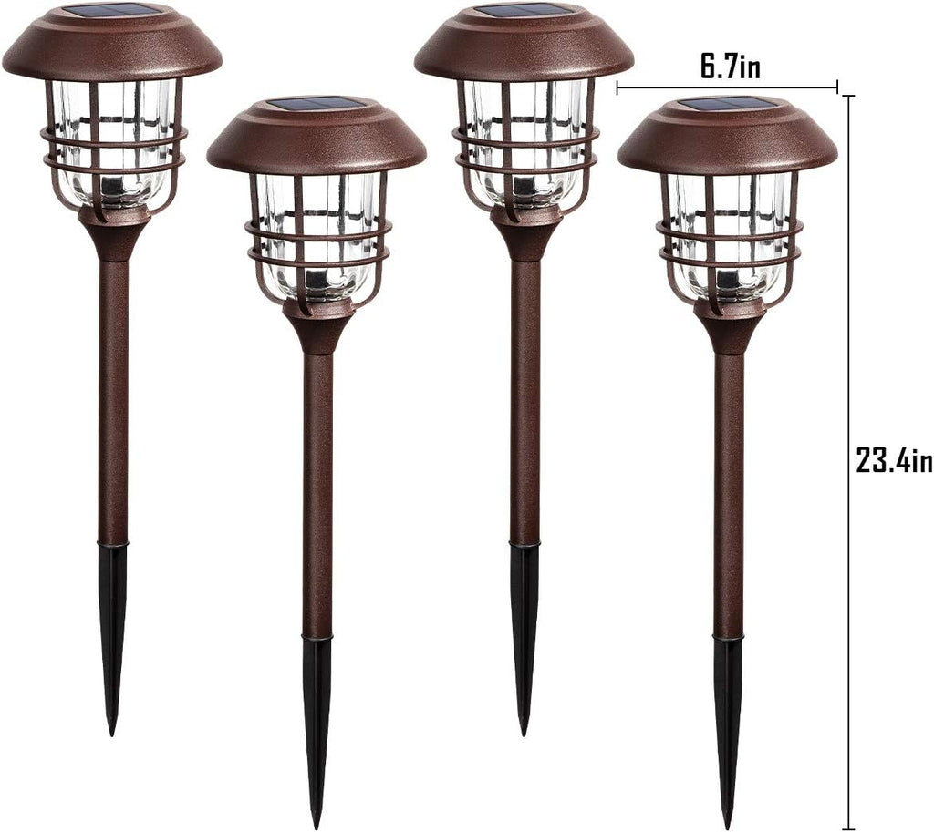 4 Pack Solar Glass and Metal Path Lights H685