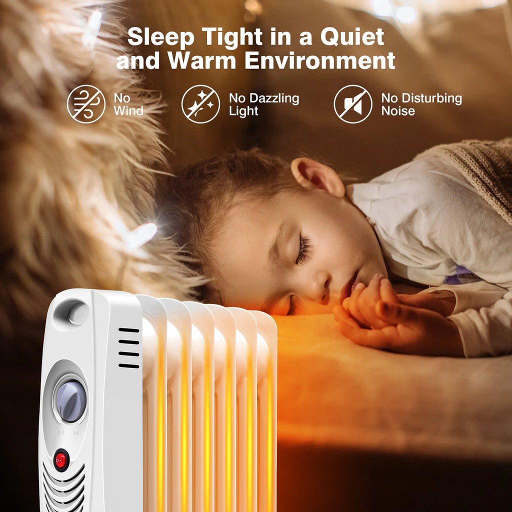 Portable Mini Electric Oil Filled Radiator Heater 7-Fin A34813
