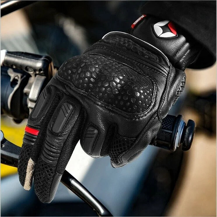Leather Motorcycle Full Finger Touchscreen Riding Gloves H86495