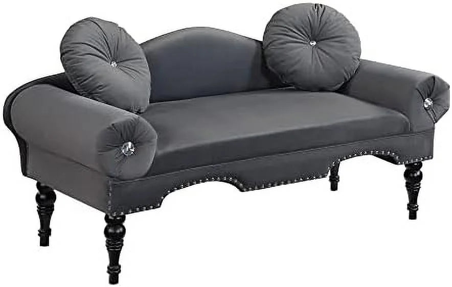 54" Velvet Loveseat Sofa 2 Seater Couch with 2 Round Pillows D669358