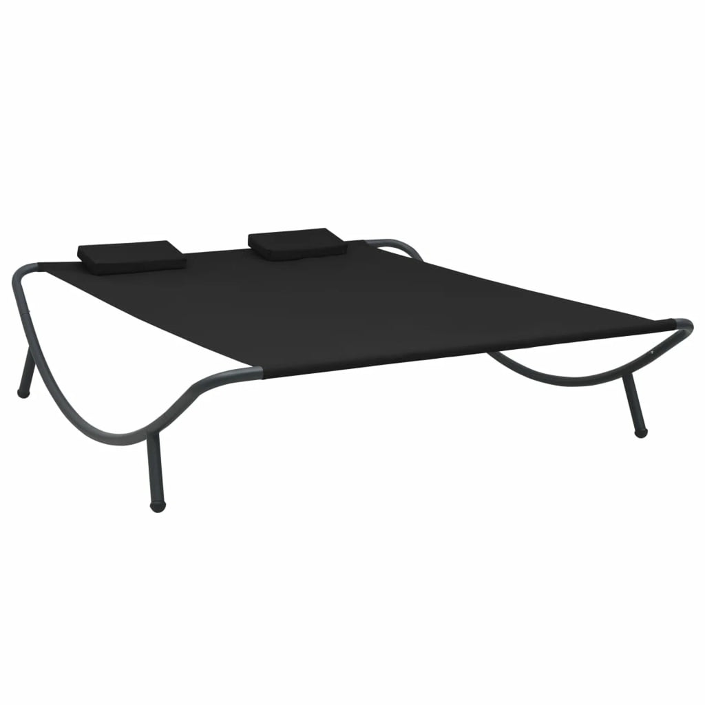Outdoor Lounge Bed with 2 Pillows Fabric Steel Frame Z68337