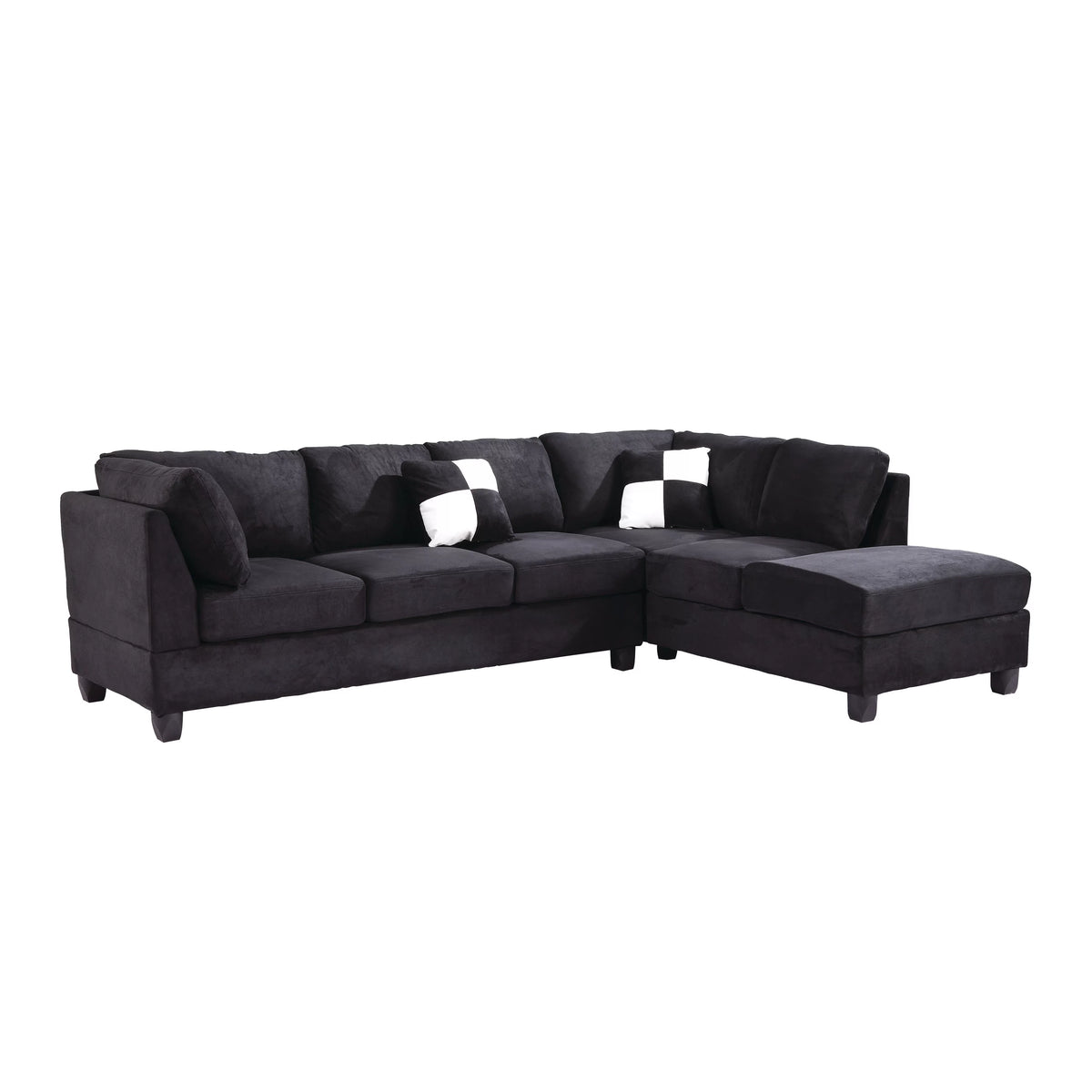 Black Microsuede Sectional N39984