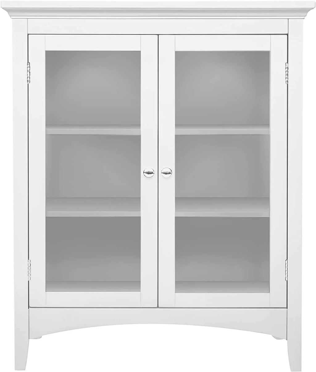 White 2-Door Wooden Floor Cabinet with Adjustable Shelves I326