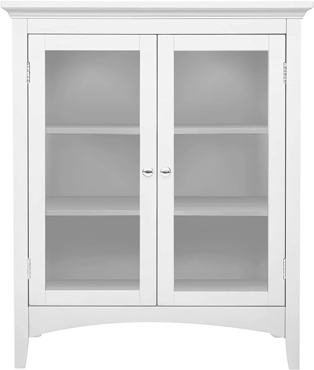 White 2-Door Wooden Floor Cabinet with Adjustable Shelves I326