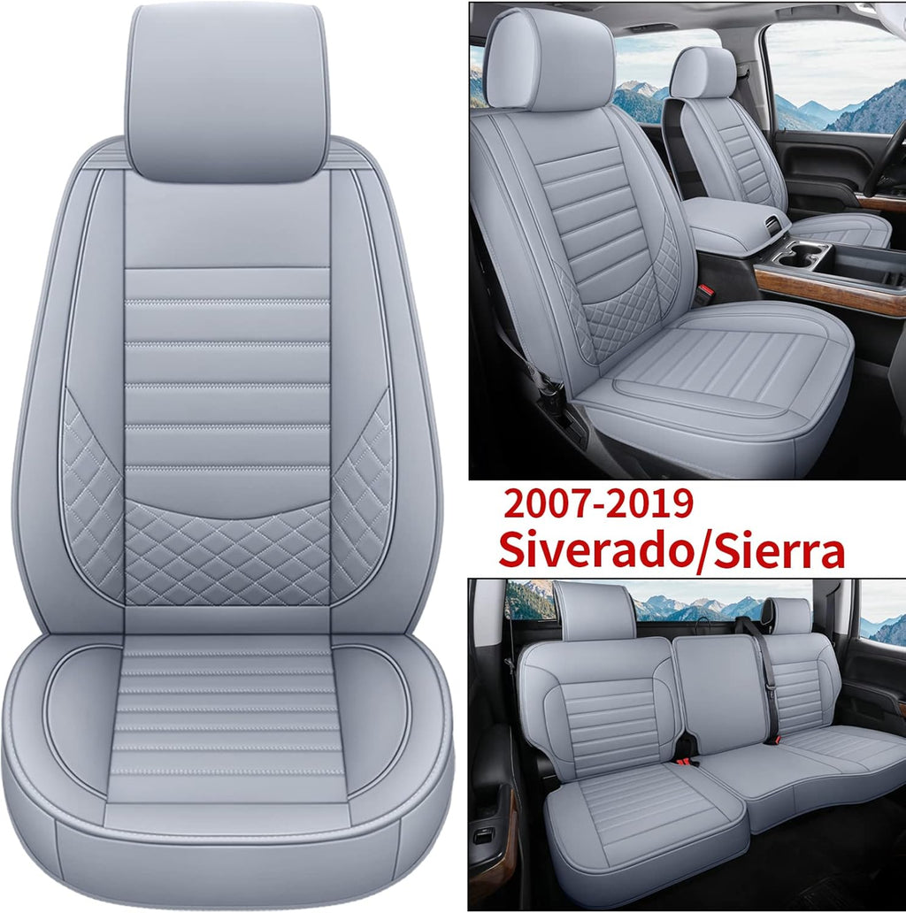 Black Non-Slip Leather Car Seat Covers Full Set Q828