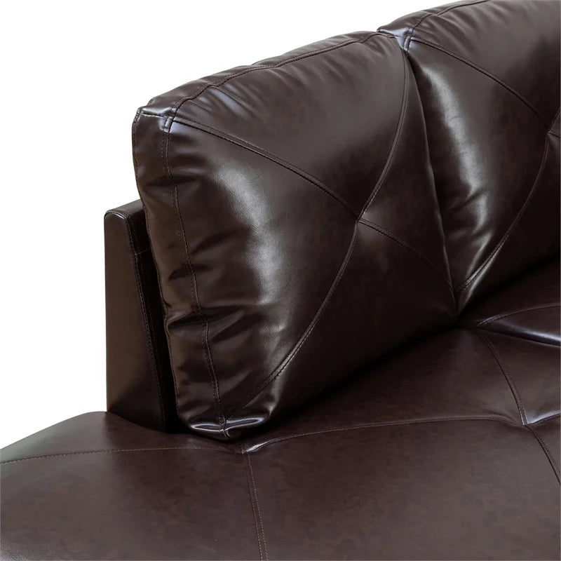 Faux Leather Left Facing Sectional Brown O675