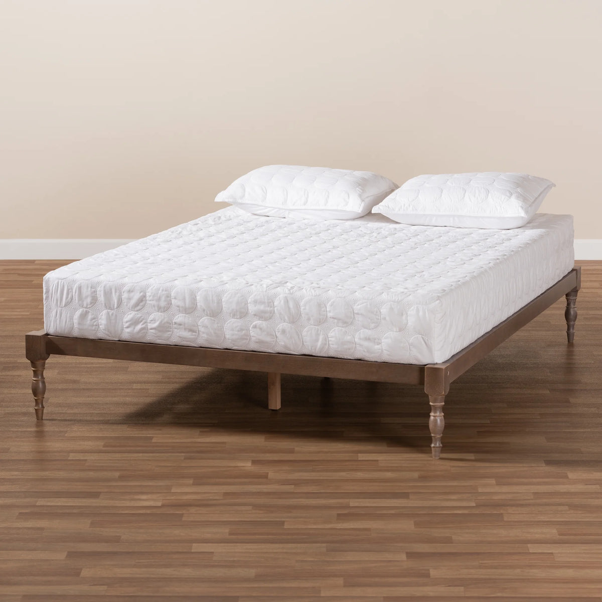 Walnut Brown Wood Full Size Platform Bed Frame G797