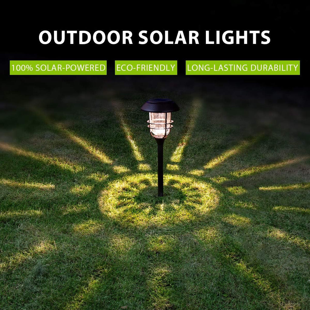 4 Pack Solar Glass and Metal Path Lights H685