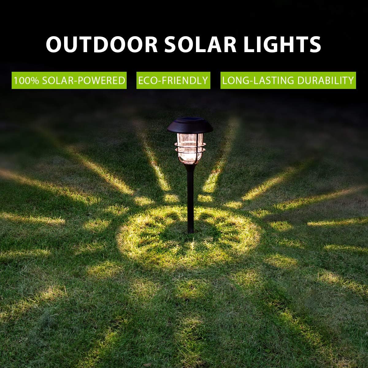 4 Pack Solar Glass and Metal Path Lights H685