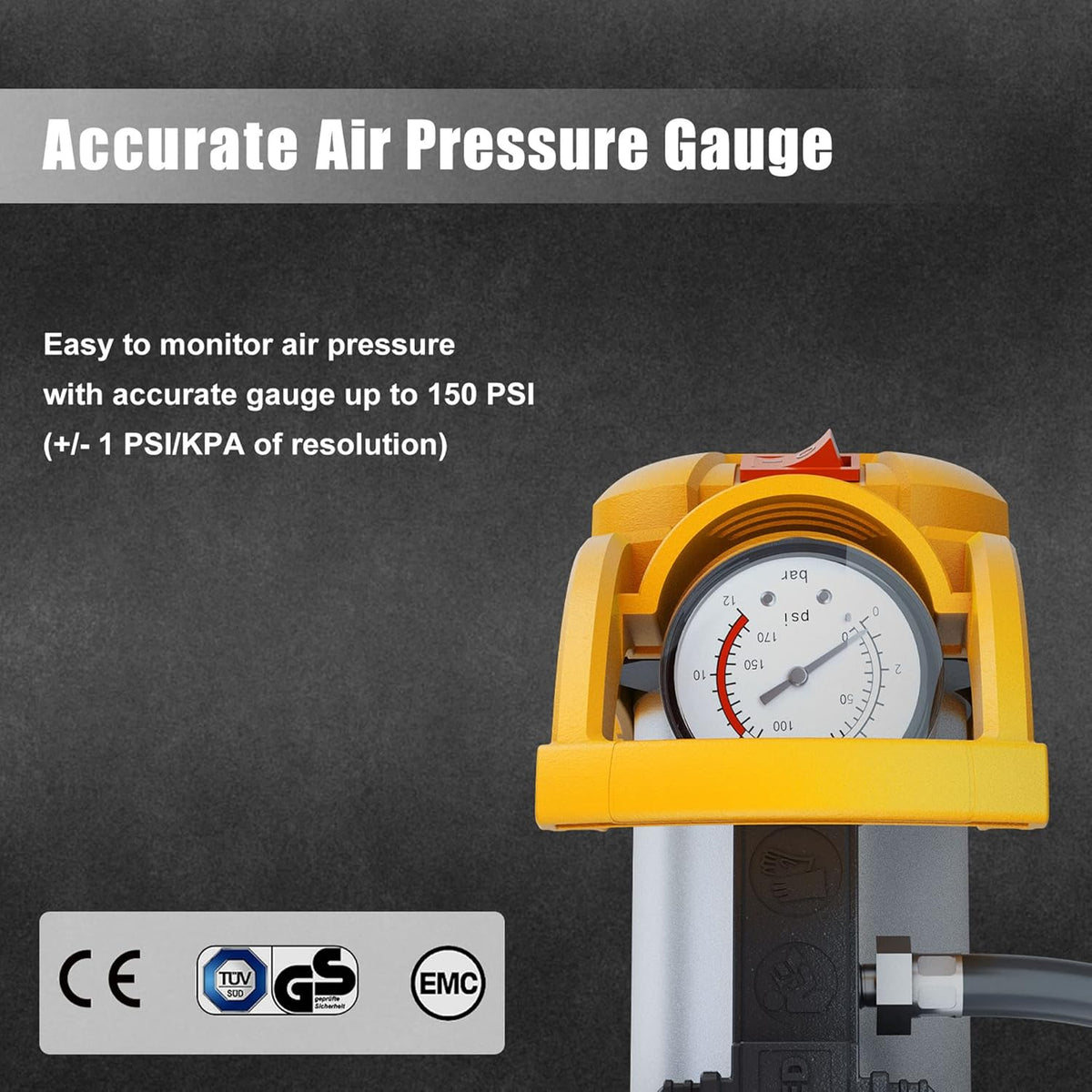 12V DC 140W Portable Tire Inflator with LED Light A154557