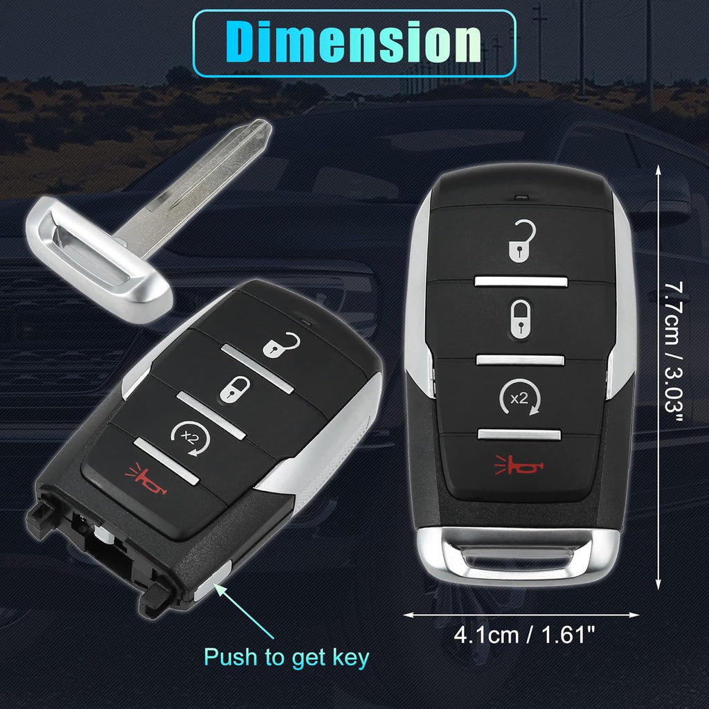 Replacement Keyless Entry Remote Car Key Fob 4 Buttons with Door Key Y9695