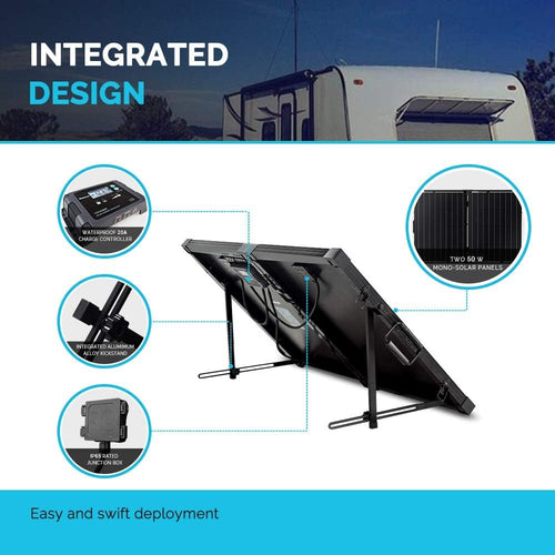 100 Watt 12 Volt Monocrystalline Portable Foldable Solar Panel Suitcase H94282
