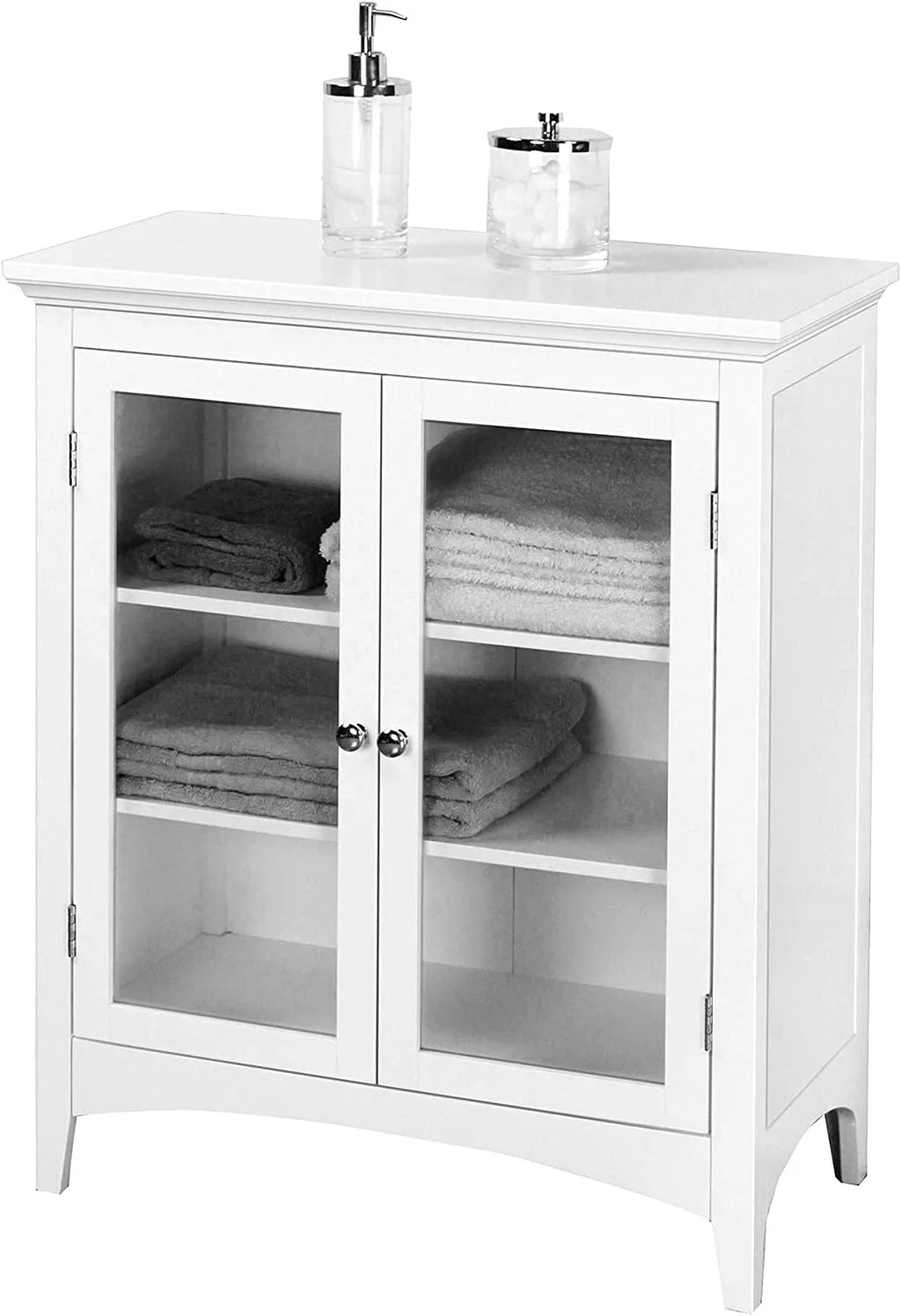 White 2-Door Wooden Floor Cabinet with Adjustable Shelves I326