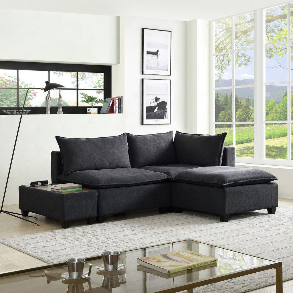 Dark Gray Fabric Sectional Set P35021