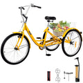 24 inch 1-Speed Yellow Adult Tricycle with Cargo Basket K385224