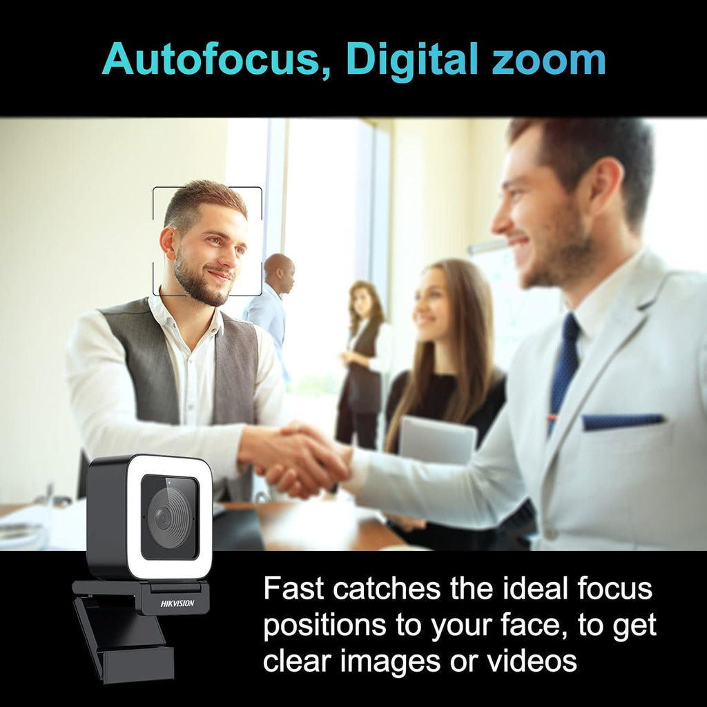 4K HD Webcam with Light Microphone, 2 Built-in Noise Reduction Mics, Autofocus, 30fps Type C USB2.0, with Tripod J585