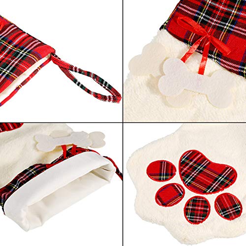 2 Pieces 17.7 Inch Christmas Pet Stockings Buffalo Plaid W26005