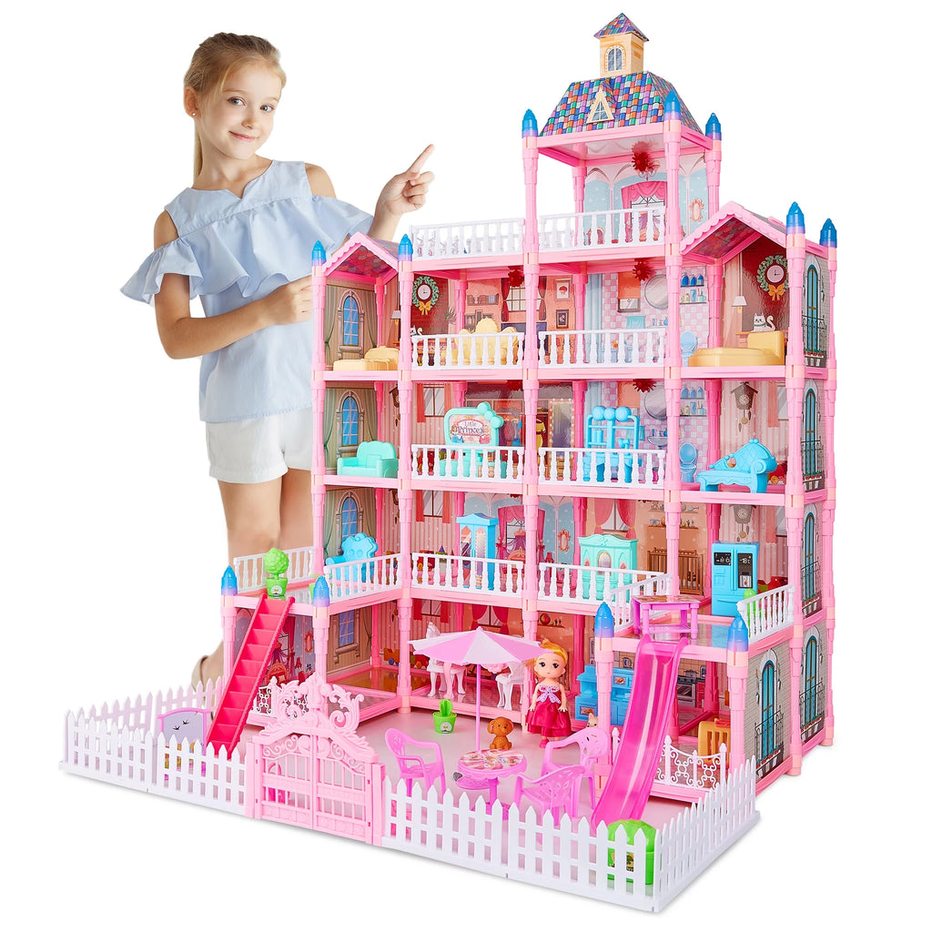 5-Story 19 Rooms Dollhouse with 1 Doll Toy Figure S672