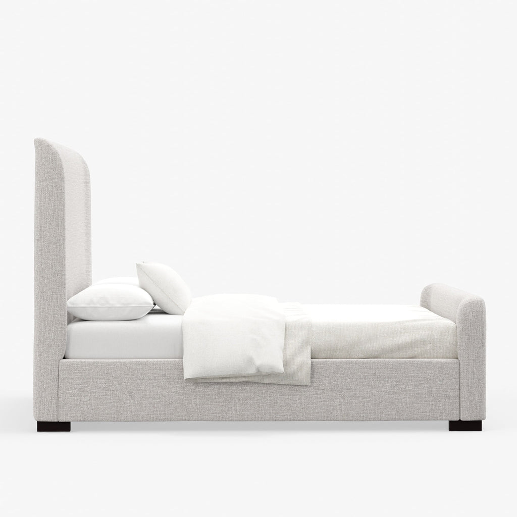 Beige Upholstered Queen Platform Bed Q2347