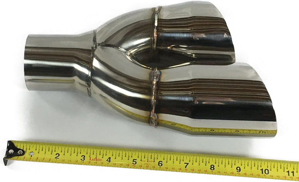 2.25" Inlet 3.00" Outlet 9.50" Long Dual Double Wall Slant Angle Stainless Exhaust Tip Pack of 2 Z881