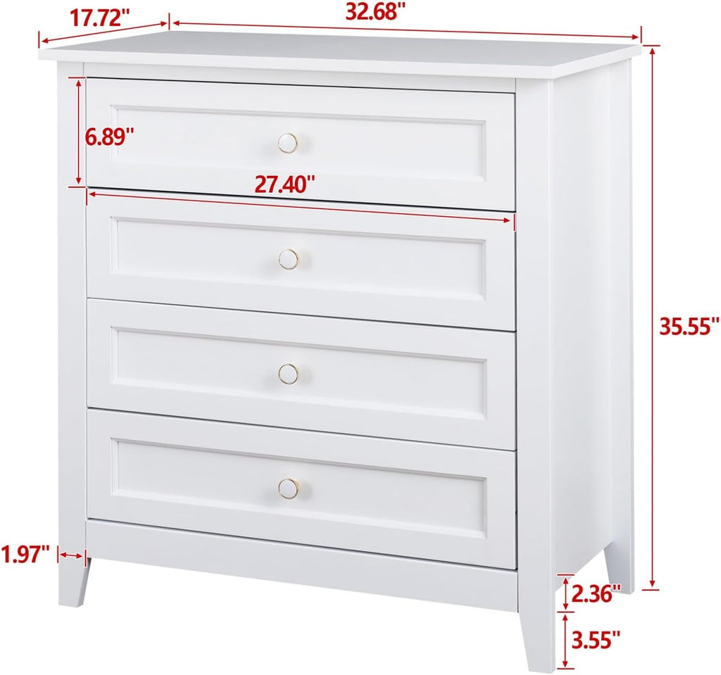 White Solid Wood Drawer Dresser V92774