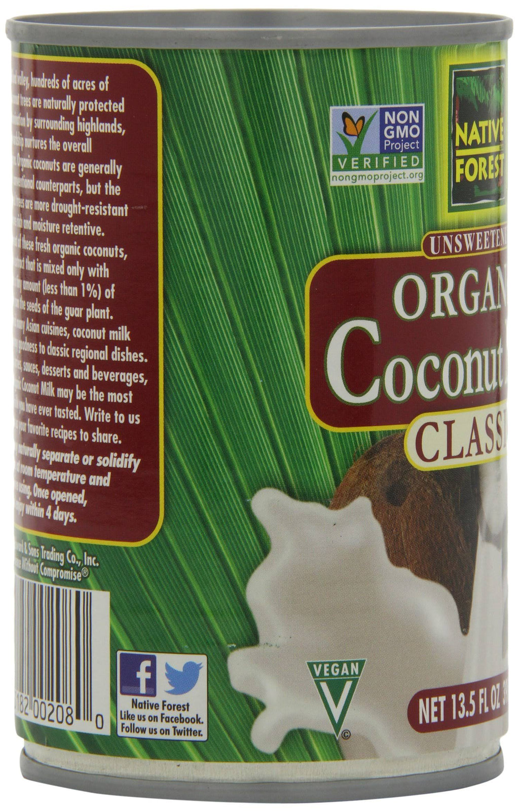 Organic Classic Coconut Milk 13.5 oz Cans (Count of 12) B19213