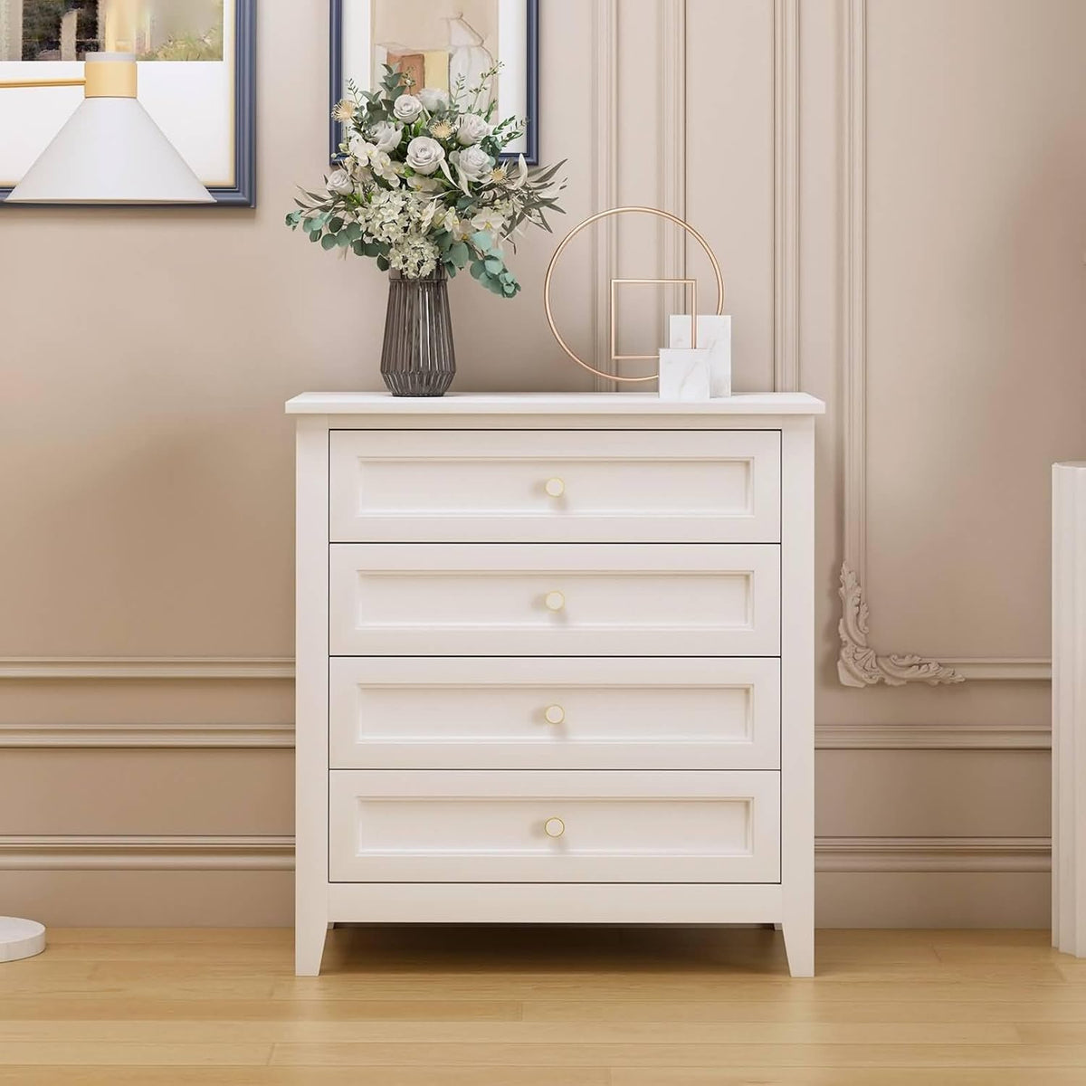 White Solid Wood Drawer Dresser V92774