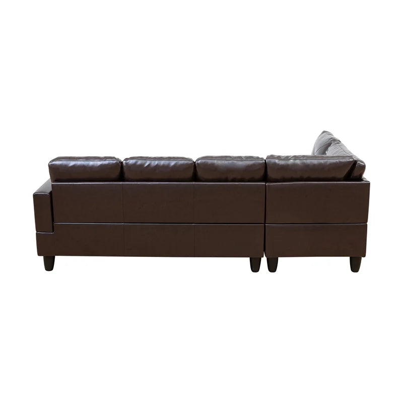 Faux Leather Left Facing Sectional Brown O675