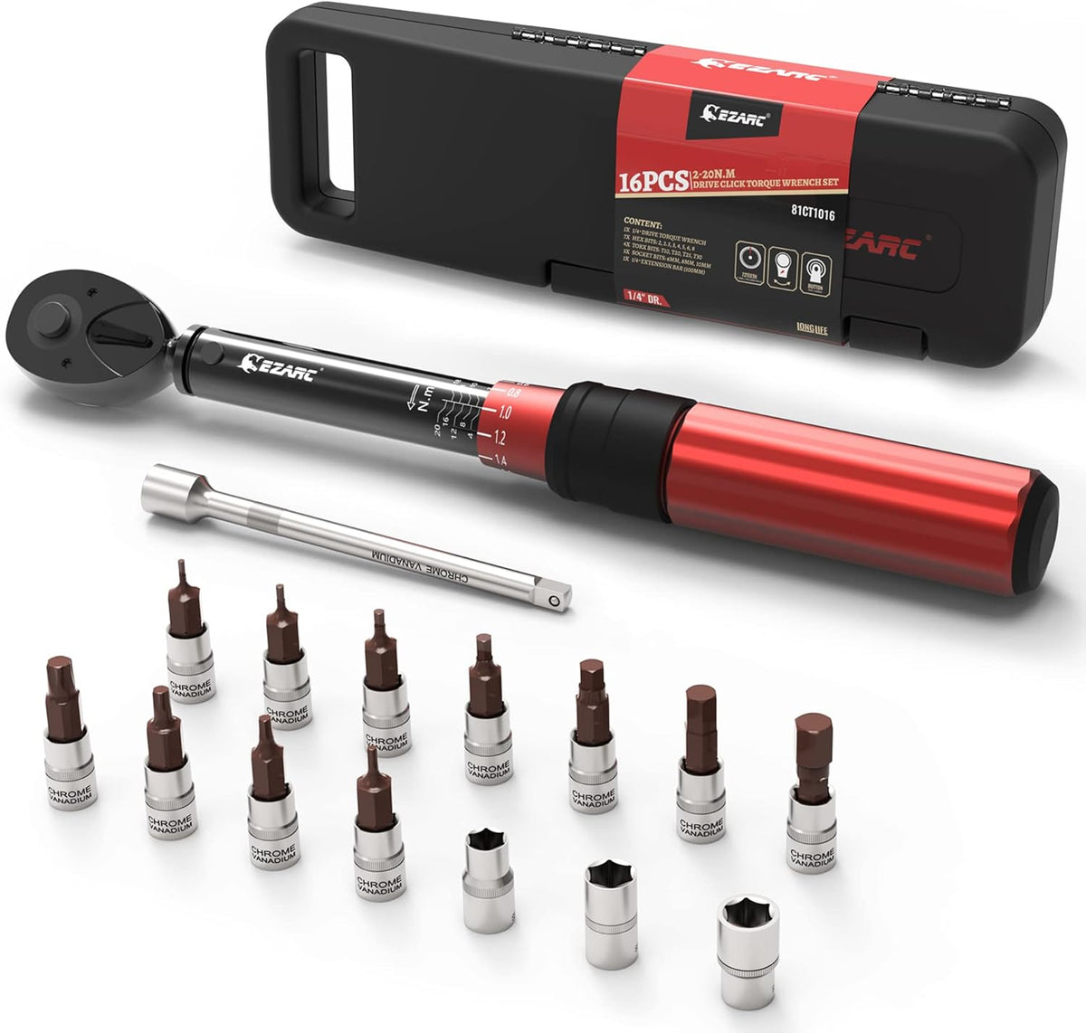 1/4 inch Drive Click Bike Torque Wrench Set 2-20 Nm E52500